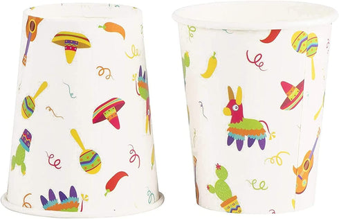 144 Pieces Let's Fiesta Disposable Dinnerware Set for Birthday Party Supplies, Cinco de Mayo Paper Plates, Yellow Cutlery, Cups, Napkins (Serves 24)