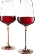 Rose Gold Diamond Studded Wine Glasses - Set of 2 - 15 Ounce, Premium Designed Wine Glasses for Spirits and Wine, Gift Boxed By The Wine Savant