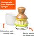 Full Circle Bubble Up Ceramic Soap Dispenser & Bamboo Handle Dish Brush Replaceable Kitchen Dish Scrubber with Soap Holder, Green