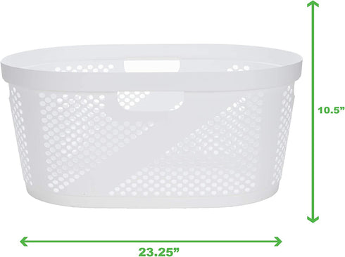Mind Reader Laundry, White 40 Liter Clothes Basket