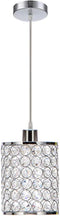 Cuaulans 1 Pack Modern Chrome Crystal Ceiling Pendant Light Fixture, Adjustable Pendant Lighting for Kitchen Island Window Dining Room Bedroom