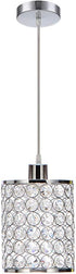 Cuaulans 1 Pack Modern Chrome Crystal Ceiling Pendant Light Fixture, Adjustable Pendant Lighting for Kitchen Island Window Dining Room Bedroom