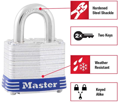 Master Lock 5T Outdoor Padlock with Key, 2 Pack Keyed-Alike