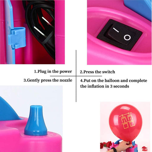 Growsun Electric Air Balloon Pump 110V 600W Balloon Blower Inflator for Garland Arch Party Decoration,Rose Red