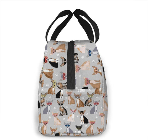 antspuent Chihuahua Dog Lunch Bag for Women Girls Kids Insulated Picnic Pouch Thermal Cooler Tote Bento Large Meal Prep Cute Bag Big Leakproof Soft Bags for Lunch Box, Camping, Travel, Fishing