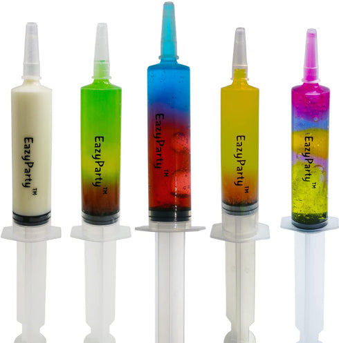 Jello Party Syringes with 5 Extra Caps, 30 Pack Reusable 2oz Plastic Party shots Syringes, and Cleaning Brush,great for filling Jello, Pudding, Patrick's Day, Graduation party