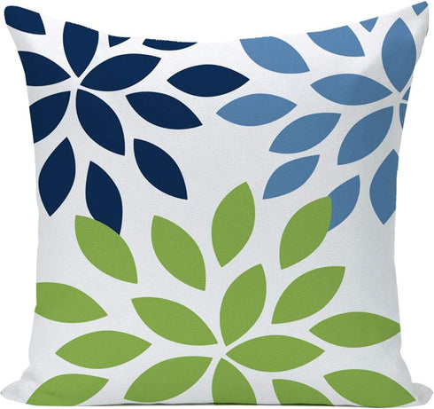 EZVING Navy Pear Green New Living Series Geometric Cotton Linen Indoor Outdoor Pillow Case Cushion Cover 18x18 Inch Set of 4 for Car Sofa Home Decor