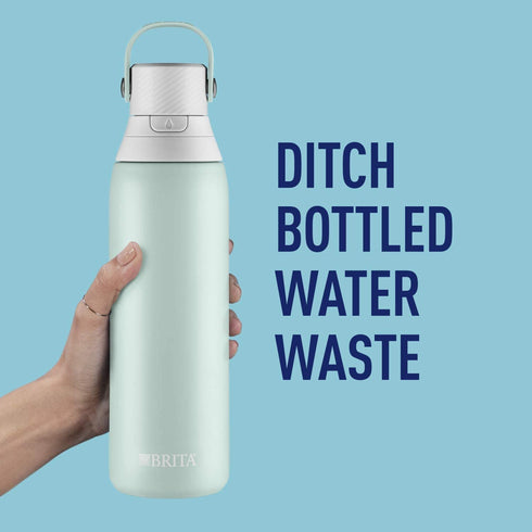 Brita Stainless Steel Water Filter Bottle, 20 Ounce, Glacier, 1 Count