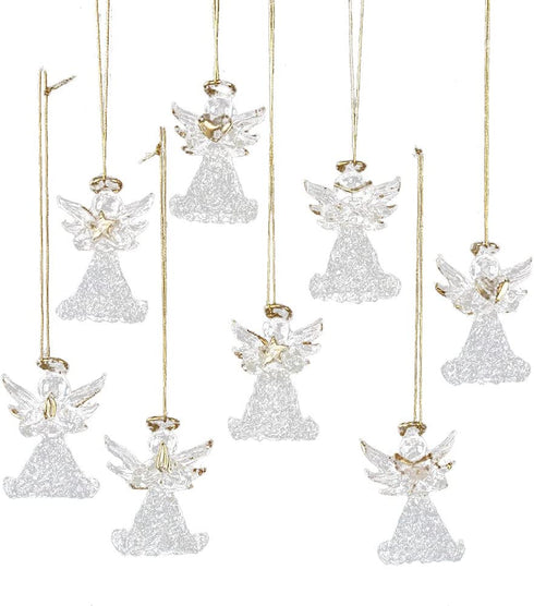 Kurt Adler Clear Glass Angel Ornament, 1.57-Inch, Set of 8
