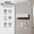 Magnetic Paper Towel Holder for Refrigerator with 6 Hooks, Kitchen Towel Rack with Strong Magnet, Magnetic Shelf Multi Function Made of Iron,Used for Kitchen, Drill Free (Black, with 6 Hooks)
