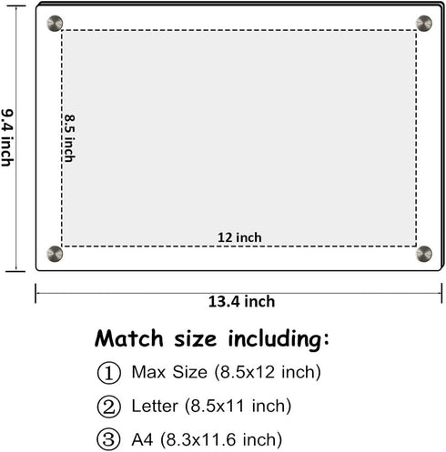 NIUBEE 8.5x11 Clear Acrylic Wall Mount Floating Picture Frame A4 Letter Size Photo for Document Certificate Sign Display -Double Panel (Full Frame is 9.4x13.4 inch)