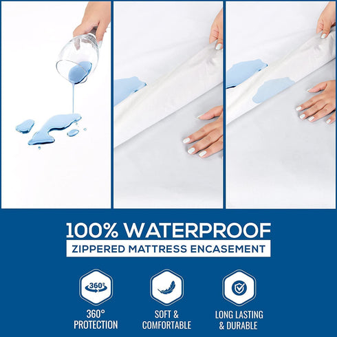 Utopia Bedding Waterproof Premium Zippered Mattress Encasement - Fits 12 Inches Mattress (Queen)