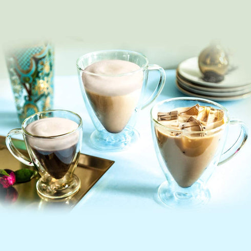 JoyJolt Declan Irish Double Wall Insulated Glass Espresso Mugs (Set of 2) -5-Ounces.
