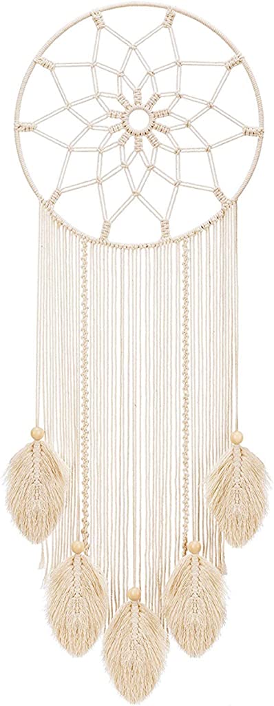 Mkono Macrame Dream Catcher Large Boho Wall Hanging Decor Woven Feather Handmade Dreamcatcher Tassels Decoration Bedroom Dorm Nursery Chic Ornament Craft, 36 x 13 inches