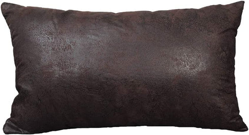 WFLOSUNVE Soft Faux Leather Pillow Cover, Decorative Throw Lumbar Pillow Case Cushion Cover for Couch and Sofa 12x20 Inch (Dark Brown)