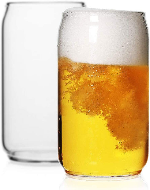 LUXU Beer Glass, 20 oz Can Shaped Beer Glasses Set of 2 -Craft Drinking Glasses,Large Beer Glasses for Any Drink and Any Occasion (Set of 2)