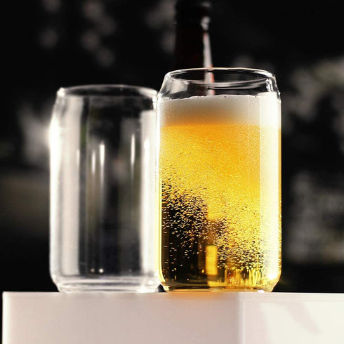 LUXU Beer Glass, 20 oz Can Shaped Beer Glasses Set of 2 -Craft Drinking Glasses,Large Beer Glasses for Any Drink and Any Occasion (Set of 2)