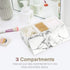 Luxspire Cotton Swab Holder with Lid, Marble Pattern Cotton Ball Holder Dispenser, Barthroom Canister Storage Jar for Cotton Pads Bud Q-tip, Vanity Cosmetics Countertop Organizer with 3 Compartments