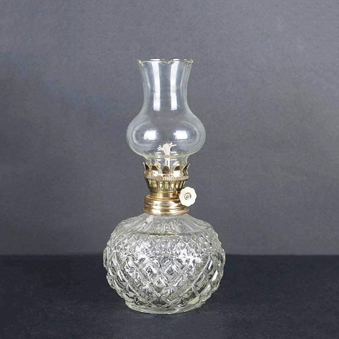 DNRVK Spherical Classic Oil Lamp with Clear Glass Lampshade Adjustable Switch Kerosene Lamp Oil Lantern 7.08in Height