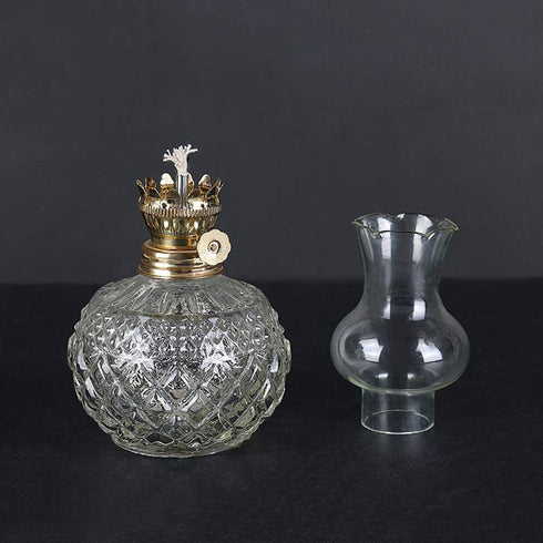 DNRVK Spherical Classic Oil Lamp with Clear Glass Lampshade Adjustable Switch Kerosene Lamp Oil Lantern 7.08in Height