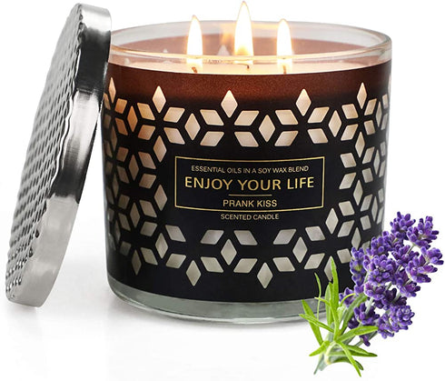 Candles for Home Scented, Lavender Scented Candles, Large 3 Wick Candle, 14.5Oz 125H, Ideal for Stress Relief, Bath, Yoga, Meditation, Gifts for Women Birthday, Mother's Day, Thanksgiving, Christmas