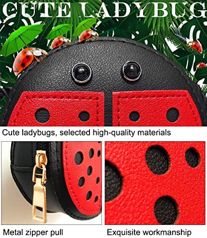 Little Girls Purse Ladybug Bag Mini PU Leather Crossbody Bag Coin Pouse Ladybug Toys for Kids Girls Gift
