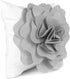 kilofly Home Decorative Throw Pillow Cover, 18" x 18", 3D Floral Grey, White