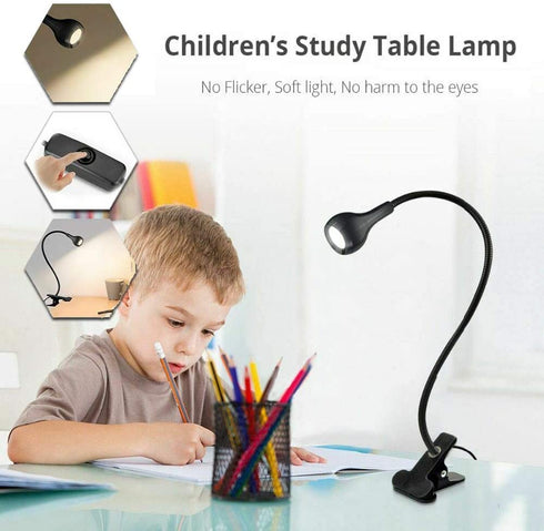 Clip on Light Reading Lights,Desk Lamps, Eye Protection Kids Desk Lamp, Flexible Night Light Reading Lamp,Desk Lamp(Black White)