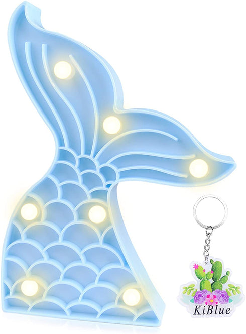 Cute Mermaid Tail Night Light, Mermaid Party Supplies Kids Mermaid Lamp,Table Decoration or Wall Decoration Battery Power, for Living Rooms, Bedrooms, Boy and Girls Birthday Decor-Blue