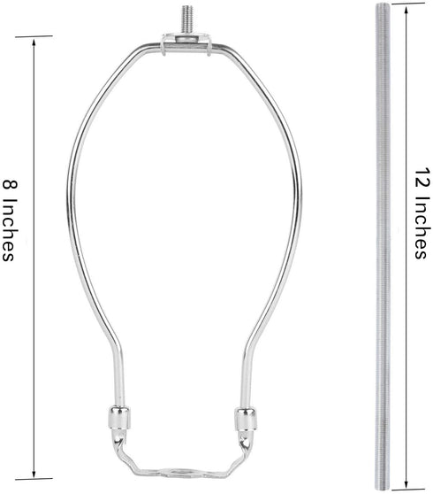 Canomo Nickel Finish Make A Lamp Kit 3-Way with 8 Inch Harp, 2 Pieces 12" Lamp Pipe, and All Parts Needed and Instructions for Lamp Design or Repair