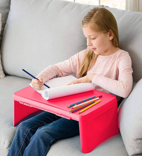 HearthSong Kids™ Portable Folding Lap Desk with Large Storage Activity Tray, 17" L x 12" W, Red