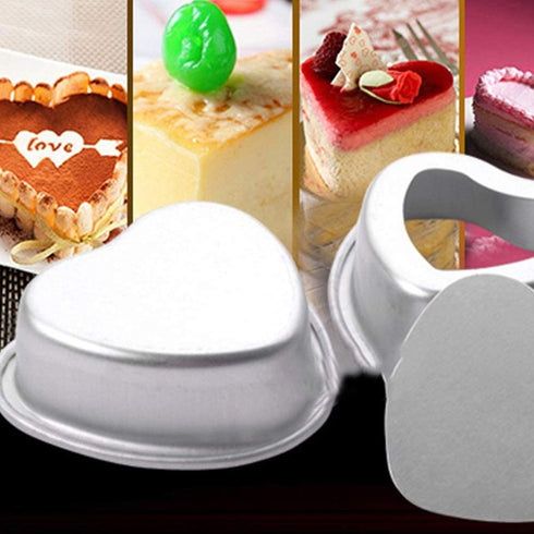 2pcs Heart Shaped Cake Pan Aluminum Cake Tray Removable Bottom Wedding Birthday Cheesecake Baking Mold (6+8inch)