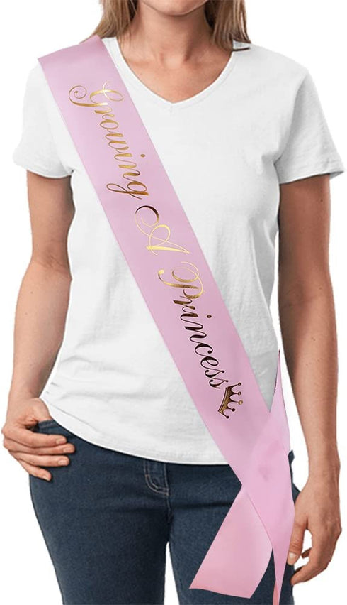 "Growing a Princess" Sash - Baby Shower Sash Princess Baby Shower Baby Sprinkle (Pink & Gold)