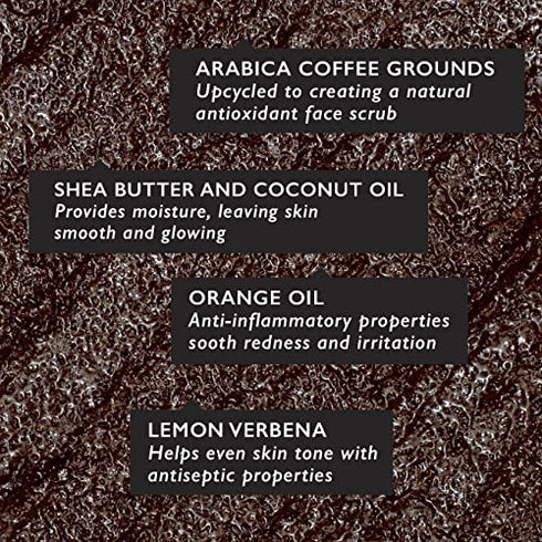 UpCircle Coffee Face Scrub - Citrus Blend For Normal + Dry Skin 3.5oz- Shea Butter, Coconut + Rosehip Oil - Natural, Vegan Face Exfoliator For Soft, Smooth Skin