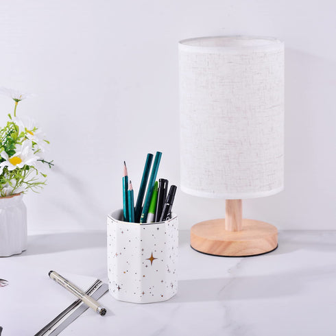 Ceramic Pen Holder StandDurable Ceramic Pencil Cup Decor Organizer to Hold Makeup Brushes, Eyebrow Pencils,Combs, Pens,Pencils and so on. Phnom Penh Modern Storage Ideal Gift for Office Home (White)