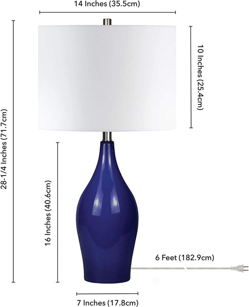 Henn&Hart Traditional Porcelain Table Lamp with Fabric Shade in Navy Blue