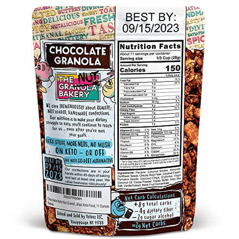 The Granola Bakery Chocolate Keto Granola Cereal | 2g Net Carb | Low Carb Snack, 11 Ounces