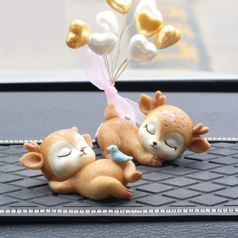 6 Pack Deer Figurines Cake Topper, Woodland Animal Doe Fawn Desktop Decoration Cute Miniature Statue Party Ornaments for Baby Shower Birthday Anniversary