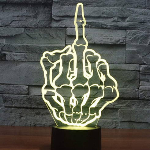 ZTOP Middle Finger Gesture 3D LED Optical Illusion Night Lamp 7 Color Change Touch Switch USB Powered Desk Light Christmas Thanksgiving Decor