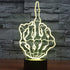 ZTOP Middle Finger Gesture 3D LED Optical Illusion Night Lamp 7 Color Change Touch Switch USB Powered Desk Light Christmas Thanksgiving Decor
