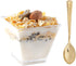 Supernal 2oz Square Plastic Mini Dessert Cups with Gold Spoons, Plastic Parfait Appetizer Cup, 100pcs Dessert Cups?100pcs Gold Spoons?Serving for Tasting Party Desserts Appetizers