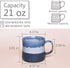 Bosmarlin Large Ceramic Coffee Mug, Big Tea Cup for Office and Home, 21 Oz, Dishwasher and Microwave Safe, 1 PCS¦ (Blue)