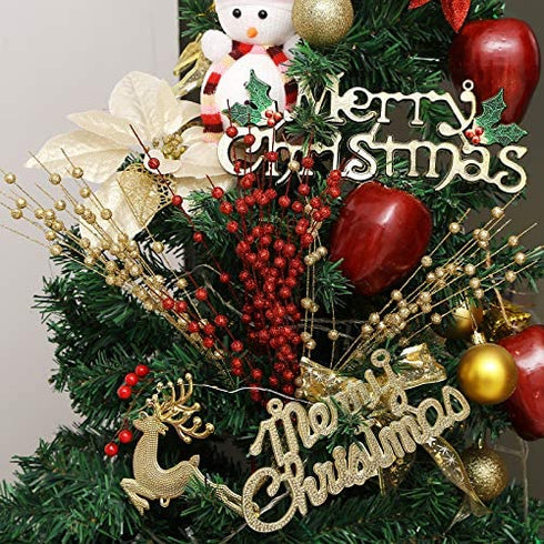Greentime 10 Pack Red Artificial Glitter Berry Stem Ornaments 15.7 Inches Fake Christmas Picks Decorative Glitter Sticks for Christmas Tree DIY Wreath Crafts Gift Fireplace Holiday Home Decor