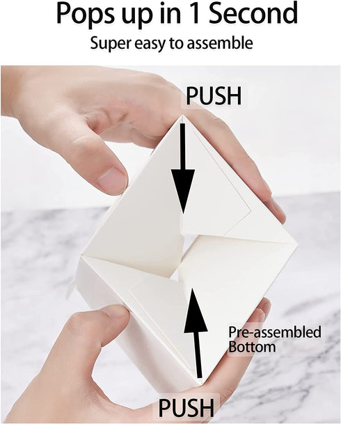 Happyhiram Cupcake Boxes Individual 50Pcs White, Auto Assembly Single Cupcake Containers Cardboard with Inserts and Window for Easter Bakery Treat Boxes Cupcake Holder and Carrier Togo Muffin Boxes