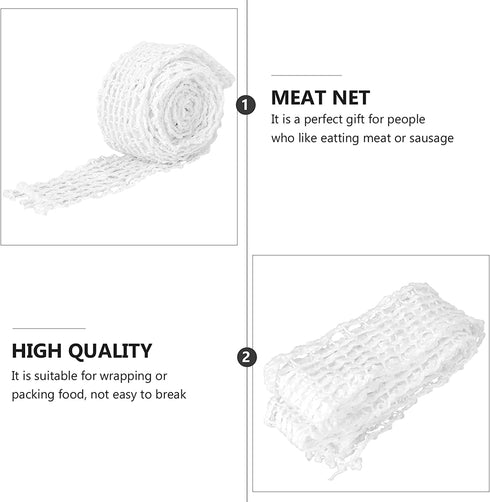Cabilock 2pcs Meat Netting Roll Ham Sock Elastic Netting Meat Butcher Twine Net Meat Netting Roll (1m/3m Each 1pc)