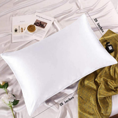 Adubor 100% Mulberry Silk Pillowcase for Hair and Skin with Hidden Zipper, Both Side 23 Momme Silk, 900 Thread Count (20x26inch, Standard Size, White, 1pc)