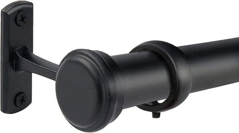 Curtain Rods 72 to 144-1" Curtain Rod with Cap, Curtain Rod for Windows 66 to 120, Hanging Curtain Rod&Wall Mount with Brackets, Outdoor Curtain Rod, Curtain Rods for Windows 72 to 144-Inch: Black