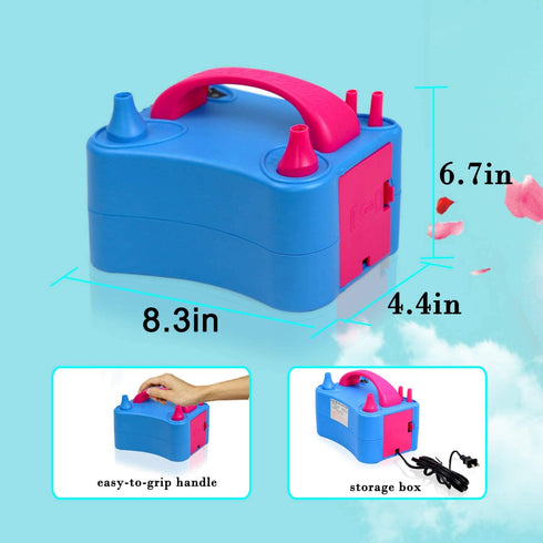 Gifts2U Electric Balloons Pump with Balloons and Rose Gold Pennant Balloon Pump Kit Portable Dual Nozzle Decorating Strip Kit, Metal Balloon Glue Balloon Tying Tool 110V 600W for Party Decoration