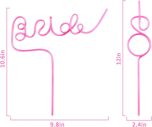 Bride Straw Bachelorette Party Supplies Diamond Straws 20PCS Plastic Drinking Smoothie Straws Bridal Shower Favors Supplies Hen Party Decorations Bride to Be Gift Pink