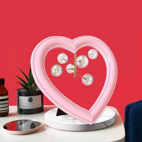 Heart Makeup Mirror Heart Mirror Cosmetic Mirror Wall Desktop Mirror Bedroom Mirror Gift for Women (Light Pink)